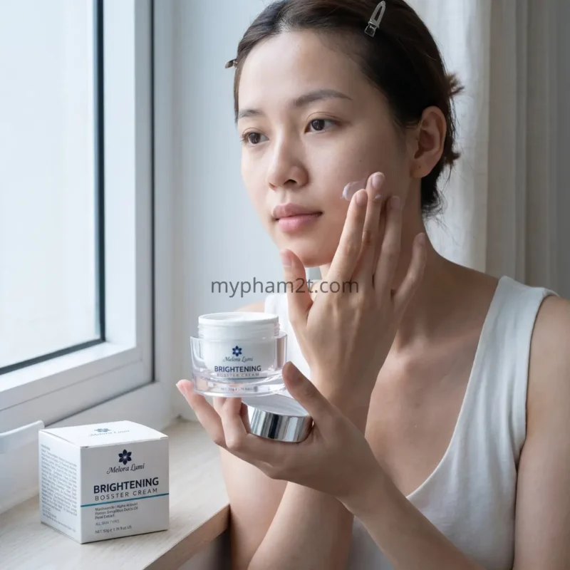Cách Thoa Kem Dưỡng Sáng Da Niacinamide Melora Lumi Bên Cửa Sổ