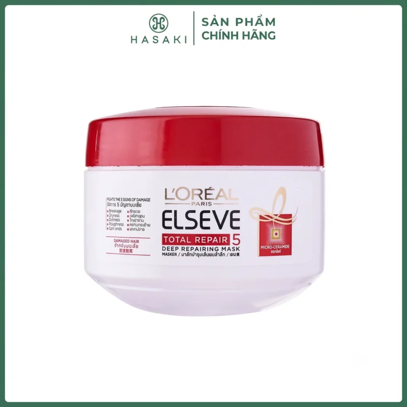 Kem Ủ Tóc L'Oréal Paris Elseve Total Repair 5 Deep Repairing Mask 200Ml Chính Hãng Nắp Đỏ Phục Hồi 5 Dấu Hiệu Hư Tổn Phân Phối Bởi Hasaki
