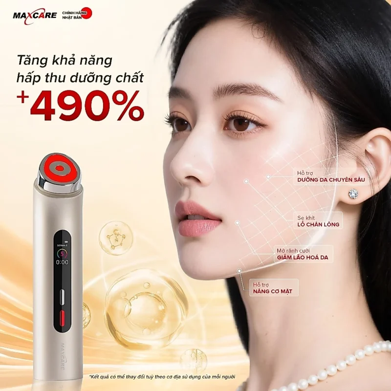 Máy Đẩy Tinh Chất Nào Tốt? Review 5 Mẫu Đáng Đầu Tư Tại Nhà 5 Máy Nâng Cơ Đẩy Tinh Chất Maxcare VPro Cầm Tay, Đầu Đỏ, Form Champagne