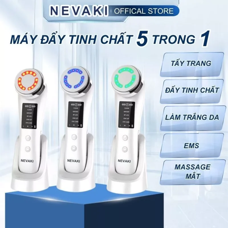 Máy Đẩy Tinh Chất Nào Tốt? Review 5 Mẫu Đáng Đầu Tư Tại Nhà 4 Máy Đẩy Tinh Chất Nevaki M80B 5 Trong 1, Ba Chế Độ Led Trên Đế Sạc