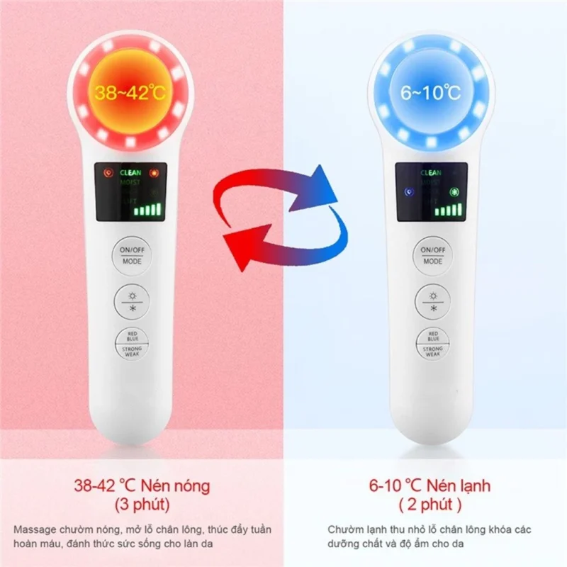 Máy Đẩy Tinh Chất Nào Tốt? Review 5 Mẫu Đáng Đầu Tư Tại Nhà 6 Máy Nóng Lạnh Photon Beauty: Chế Độ Nóng 38–42°C Và Lạnh 6–10°C