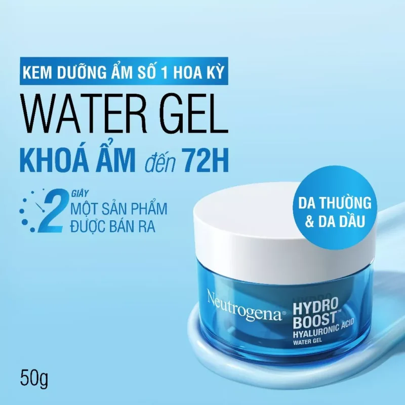 Người Mẫu Cầm Kem Neutrogena Hydro Boost Water Gel, Minh Họa Da Căng Mướt Và Khỏe Mạnh Hơn