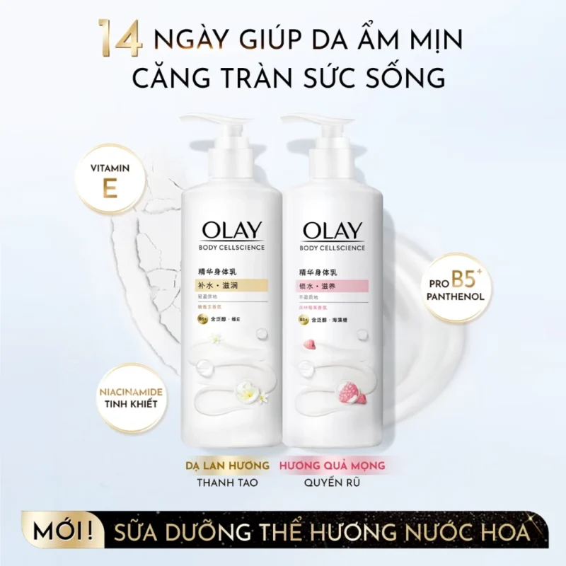 Cách Dưỡng Trắng Và Cấp Ẩm Da Body Mùa Hè Chỉ 5 Bước 2 Sữa Dưỡng Thể Olay Body Cellscience Hai Phiên Bản Vitamin E Niacinamide Và Pro B5 Panthenol Dùng Dưỡng Trắng Và Cấp Ẩm Da Body