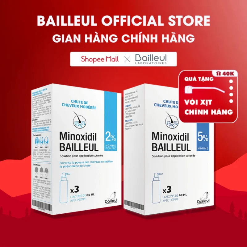 Phân Biệt Xịt Mọc Tóc Minoxidil Bailleul 2% Cho Nữ Và 5% Cho Nam