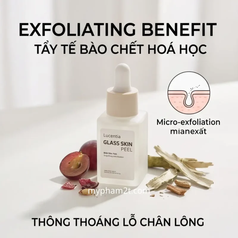Khoa Học Đằng Sau Chu Trình Skincare Tối Giản Khi Bạn Kiệt Sức 3 Cơ Chế Tẩy Tế Bào Chết Hóa Học Của Tinh Chất Glass Skin Peel Lucentia Giúp Thông Thoáng Lỗ Chân Lông