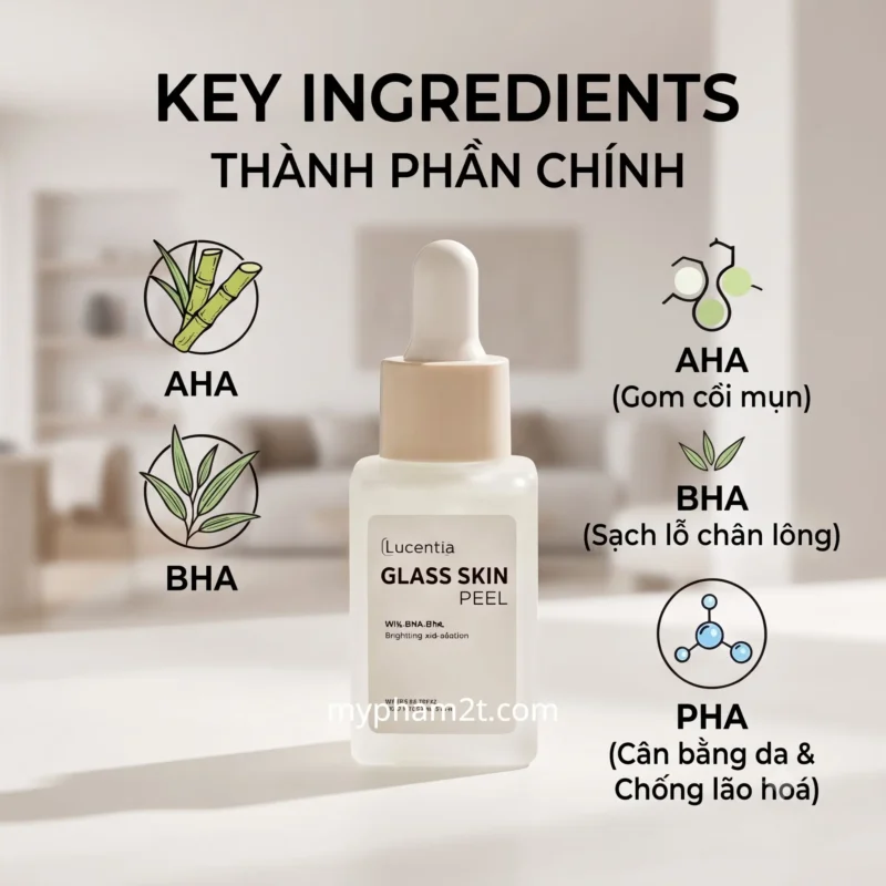Glass Skin Peel Lucentia – Tinh Chất Tái Tạo Làn Da Căng Bóng Hoàn Hảo 9 Bảng Thành Phần Bộ Ba Aha Bha Và Pha Trong Serum Glass Skin Peel Lucentia