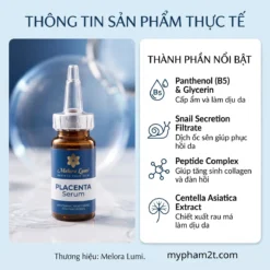 Thành Phần Chính Trong Serum Tế Bào Gốc Melora Lumi Placenta Gồm B5 Peptide Và Chiết Xuất Rau Má