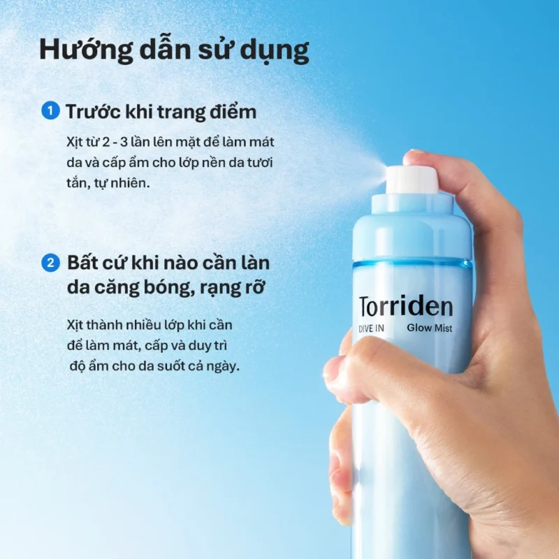 Hướng Dẫn Xịt Torriden Glow Mist Trước Trang Điểm Và Giữa Ngày