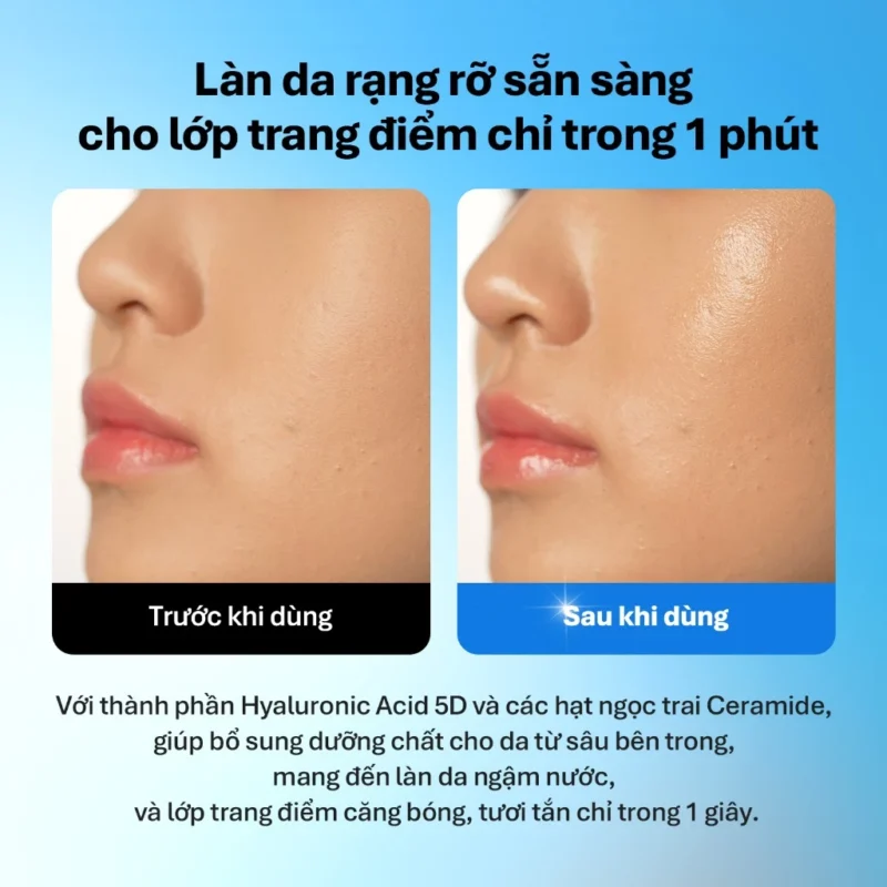 Da Trước Và Sau Khi Xịt Torriden Dive In Glow Mist Lớp Nền Bóng Ẩm
