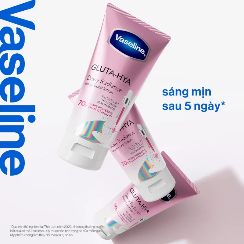 Cách Dưỡng Trắng Và Cấp Ẩm Da Body Mùa Hè Chỉ 5 Bước 3 Tuýp Lotion Serum Vaseline GlutaHya Dewy Radiance Màu Hồng Với Hyaluron Và Niacinamide Dưỡng Trắng Và Cấp Ẩm Body