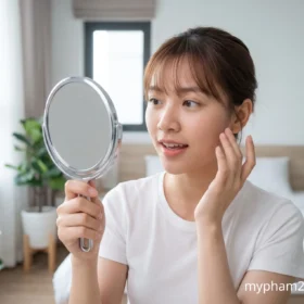 Phân Biệt Da Đang Đẩy Mụn Khi Soi Gương Dưới Ánh Sáng Tự Nhiên