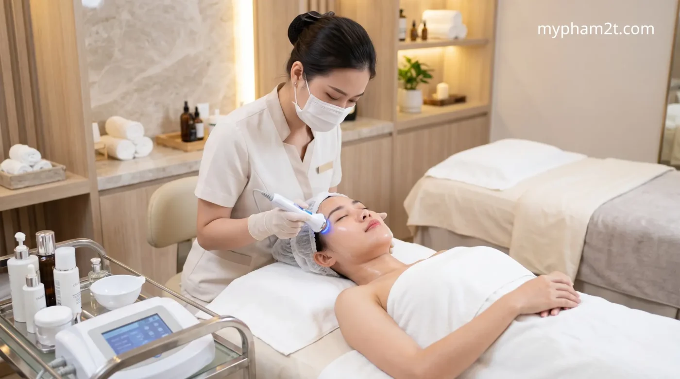 Liệu Trình Ức Chế Melanin, Mờ Các Đốm Nâu Bằng Niacinamide &Amp; Tranexamic Acid Chuẩn Y Khoa 2 Kỹ Thuật Viên Thực Hiện Liệu Trình Ức Chế Melanin, Mờ Các Đốm Nâu Tại Spa