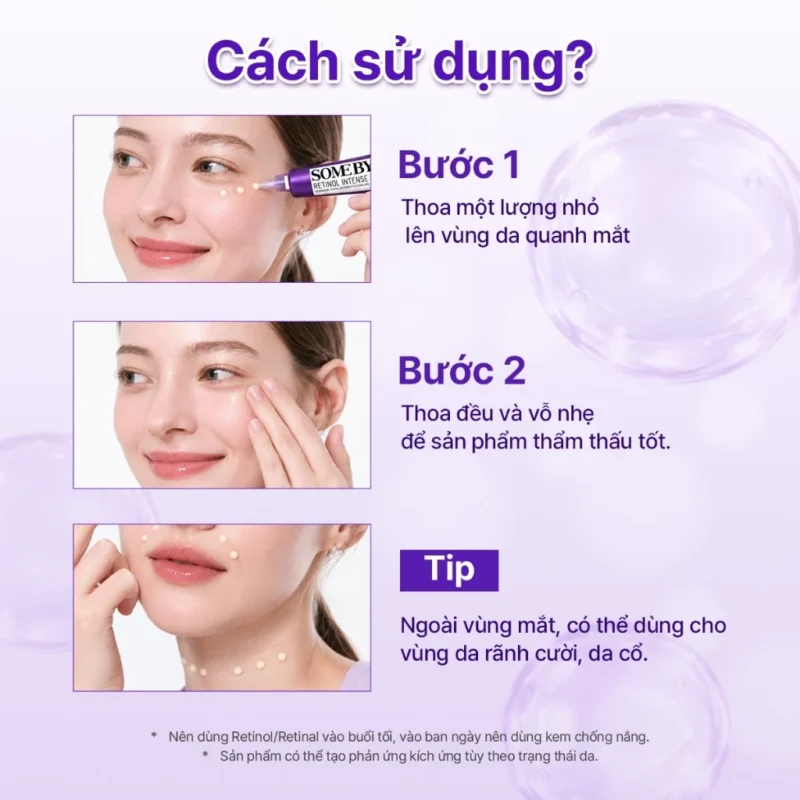 Các Bước Thoa Kem Mắt Some By Mi Retinol Intense Đúng Cách Cho Mắt, Rãnh Cười Và Cổ