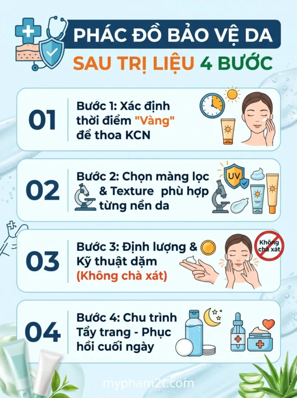 Hướng Dẫn Khách Hàng Sử Dụng Kem Chống Nắng Đúng Cách Sau Trị Liệu 2 Phac Do Bao Ve Da Sau Tri Lieu 4 Buoc Gom Thoa Kem Chong Nang Dinh Luong Va Phuc Hoi Cuoi Ngay