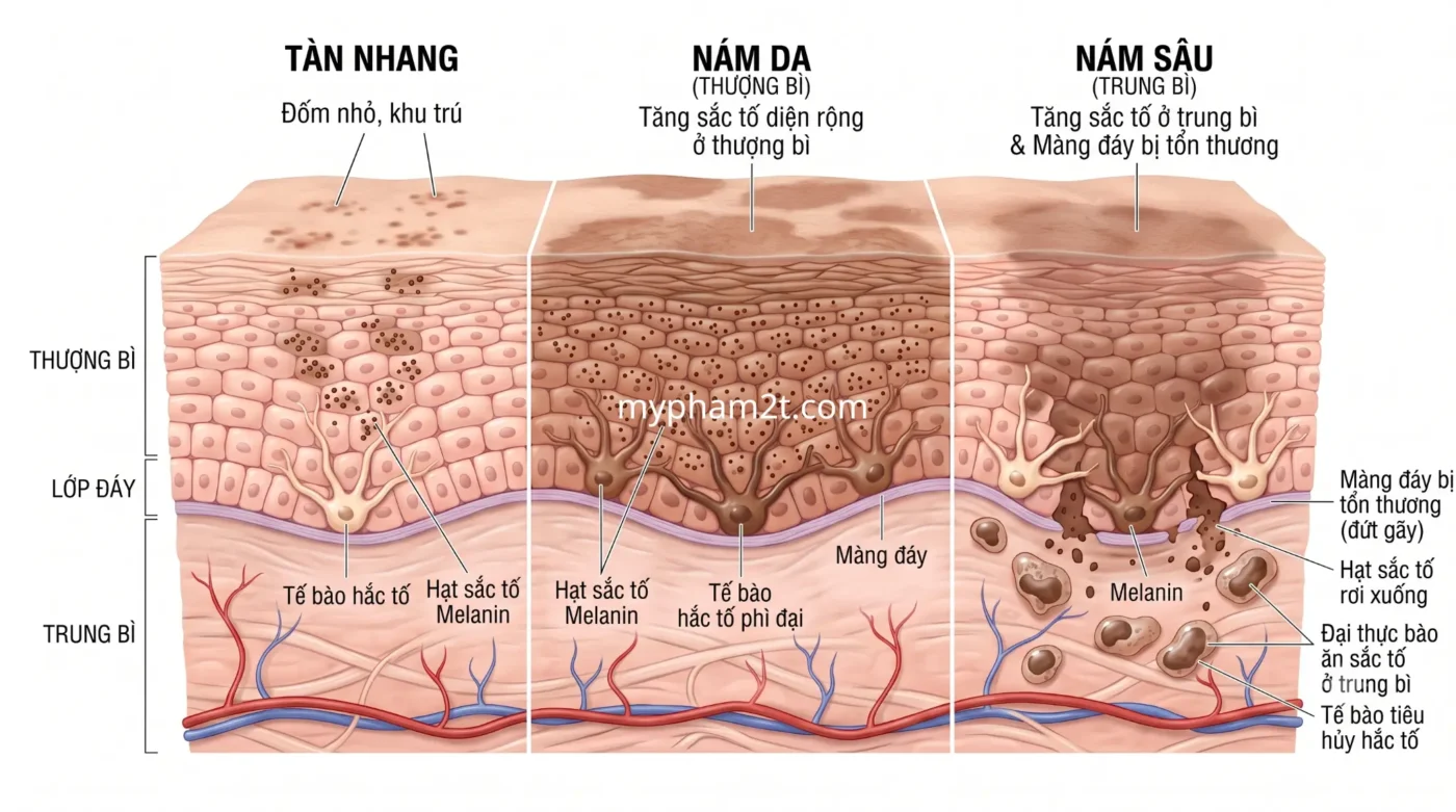 Phân Biệt Nám Mảng, Nám Chân Sâu Và Tàn Nhang Phác Đồ Xóa Nám Chuẩn 1 Phân Biệt Nám Mảng, Nám Chân Sâu Và Tàn Nhang