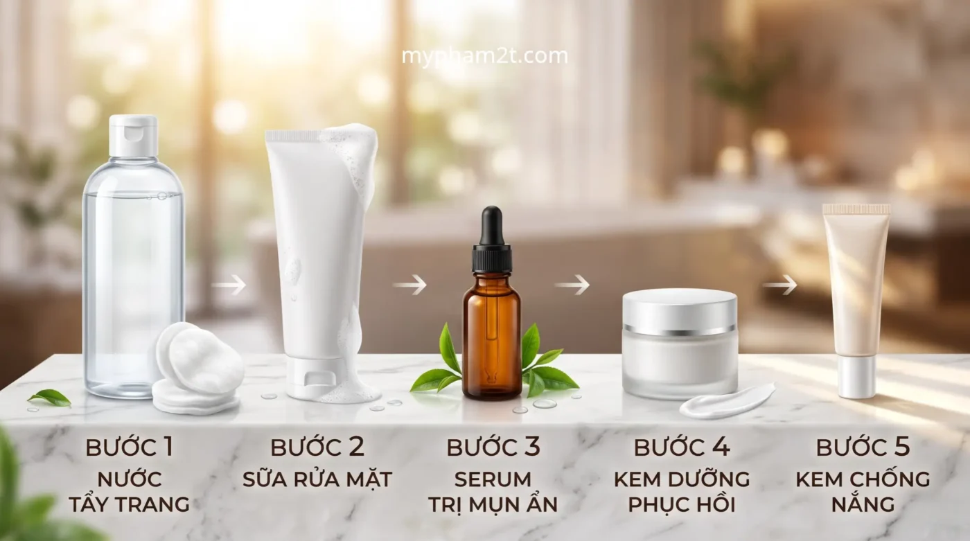 Quy Trình Skincare Với Serum Trị Mụn Ẩn Tốt Nhất