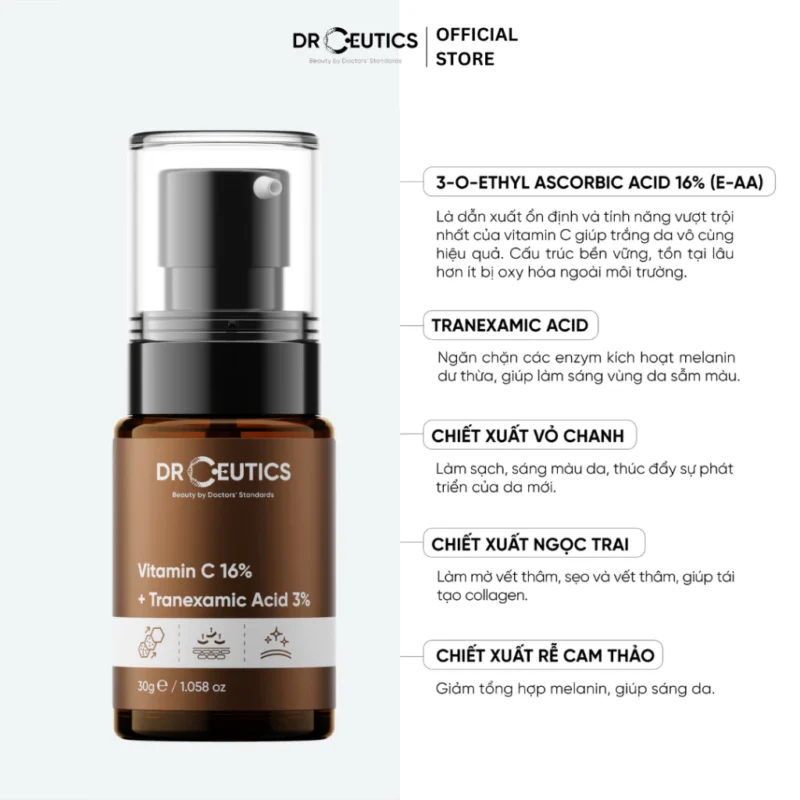 Serum Ngừa Lão Hóa Nào Tốt? 5 Bước Chọn Đúng Cho Da 2 Serum Ngừa Lão Hóa Drceutics Vitamin C 16% Và Tranexamic Acid 3% Giúp Làm Sáng Da Và Mờ Thâm