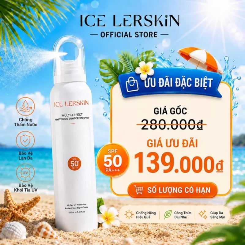 Xịt Chống Nắng Ice Lerskin Spf50+ Pa++++ Chính Hãng Giá Chỉ 139.000Đ – Bảo Vệ Uv, Chống Thấm Nước, Da Sáng Mịn